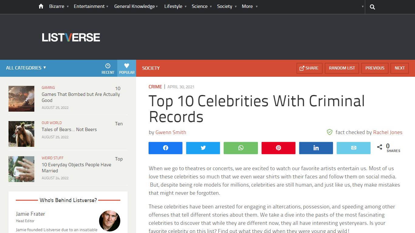 Top 10 Celebrities With Criminal Records - Listverse